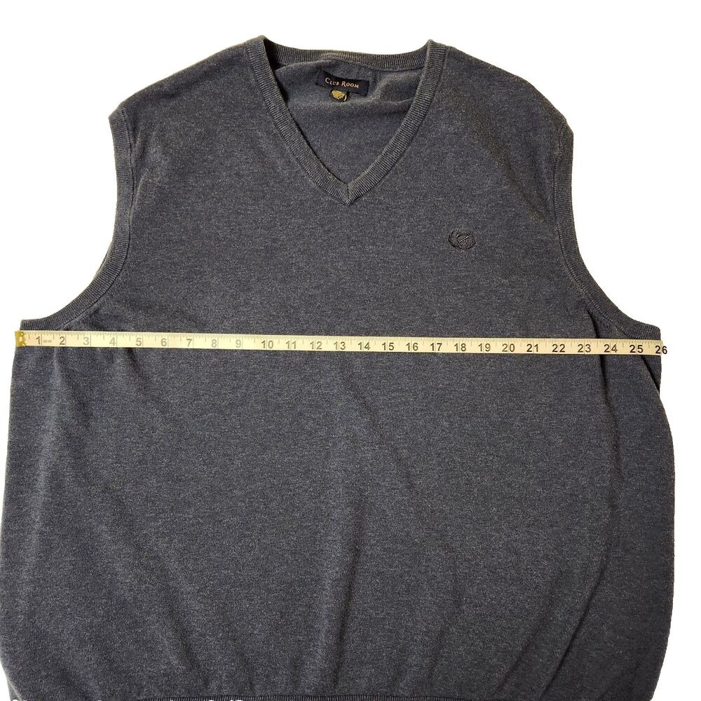 Club Room Men's Size XXL 100% Cotton Vest Blue V-Neck - Picture 3 of 4